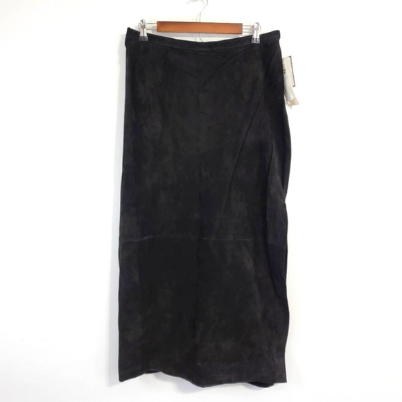 Yvonne Marie Dresses & Skirts - Vintage 90s Genuine Suede Black Leather Maxi Skirt